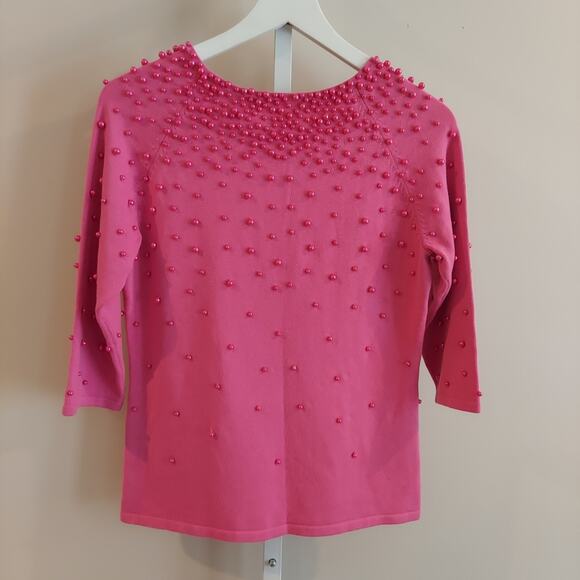 Vintage Pink Beaded Peark Cardigan Button Up Size XS (Flaw) - Picture 5 of 9